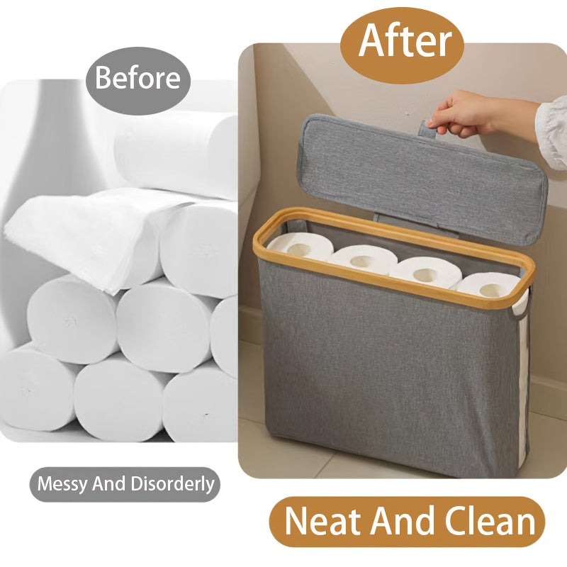 1pc Modern Bamboo Toilet Paper Storage Basket