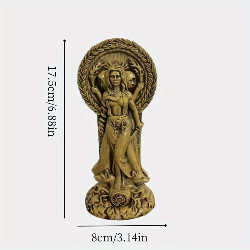 Handcrafted Wooden Hecate Statue for Home Decor – Indoor/Outdoor Pagan Goddess Ornament