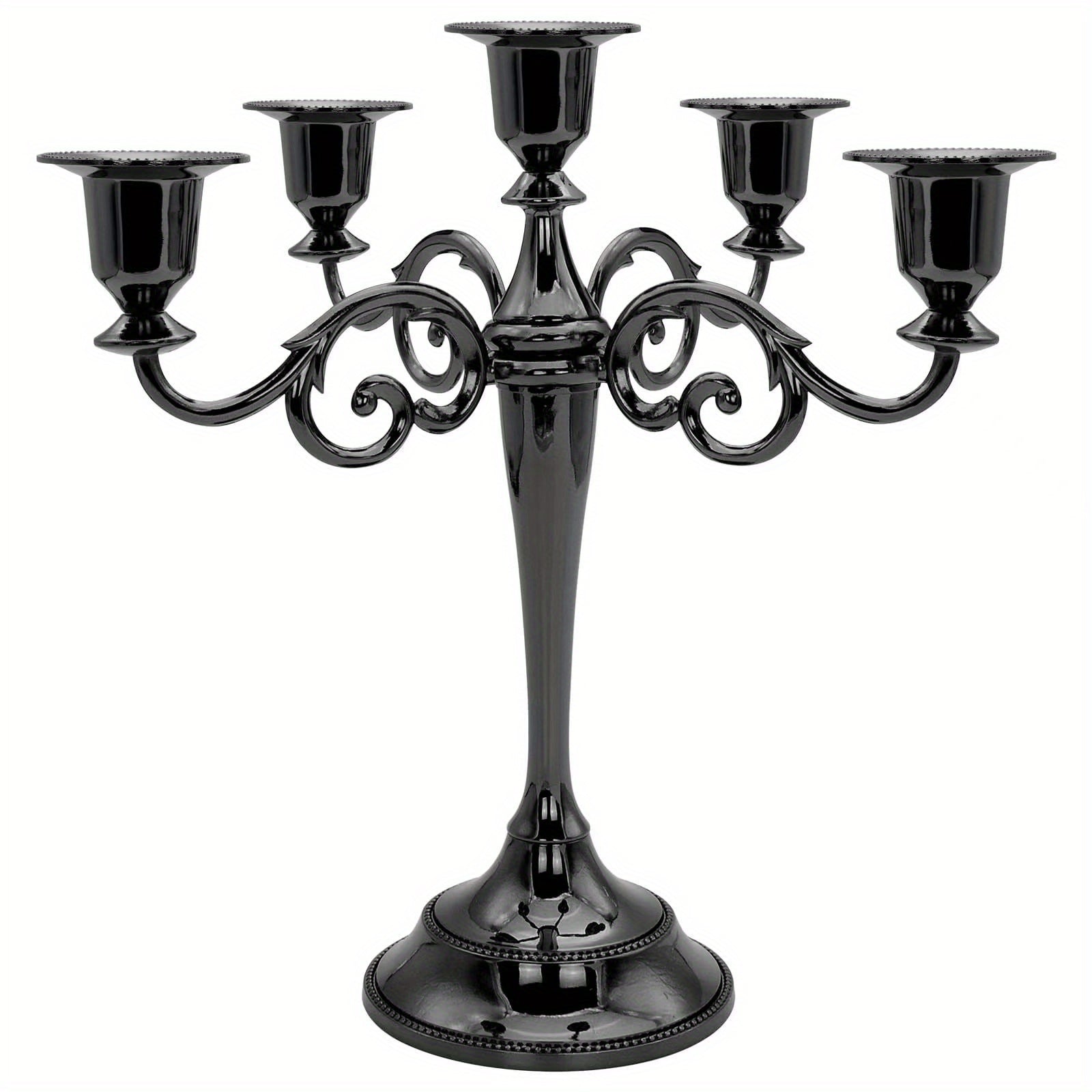 1pc Exquisite Vintage Five-Headed Black Candlestick - Elevate Ambiance with Unique Centerpiece for Weddings, Church, Halloween, Christmas, Formal Events, Home Decor, and Restaurant Dining Table Decoration, Adds Sophistication and Elegance to Any Setting