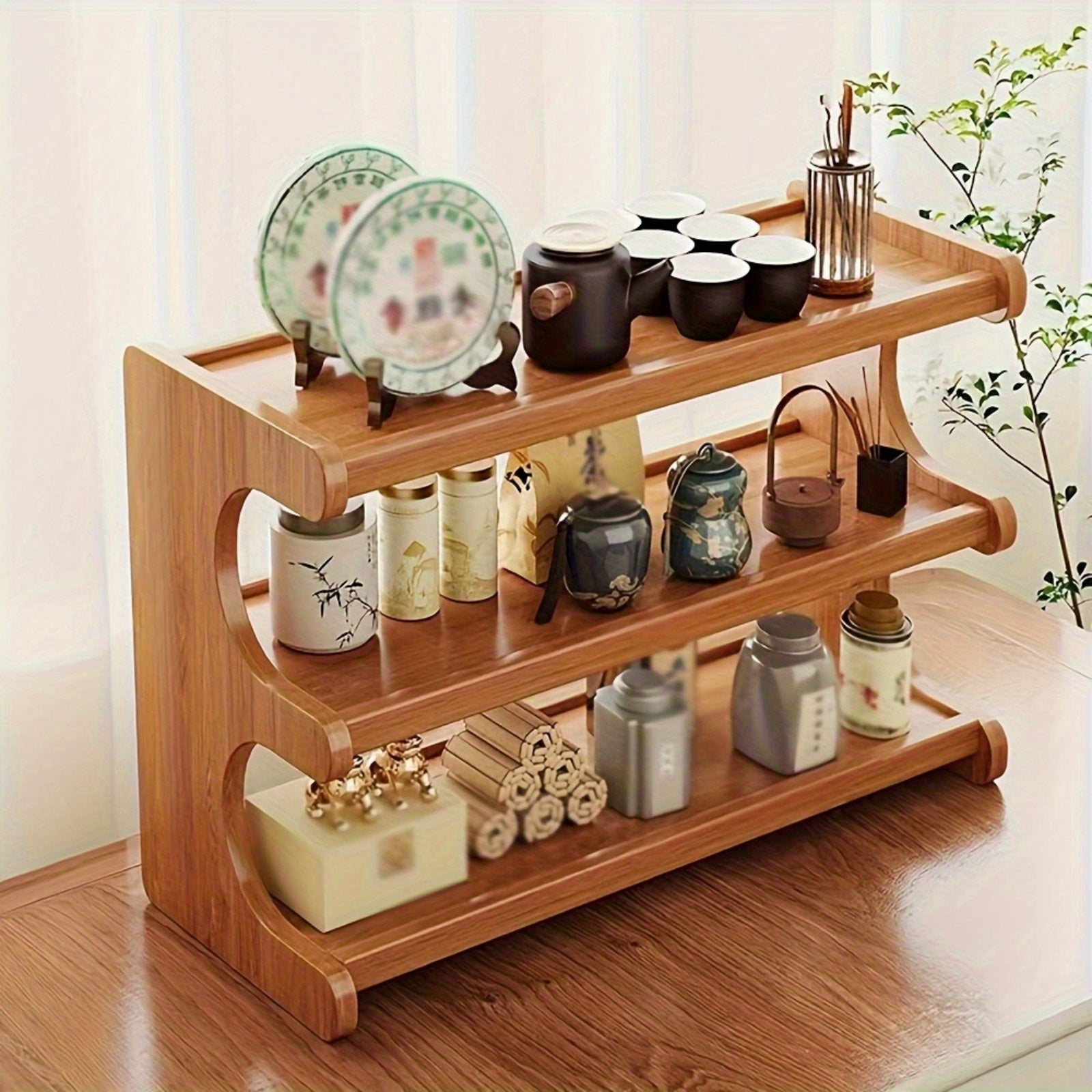 Vintage Wooden Kitchen Organizer Rack
