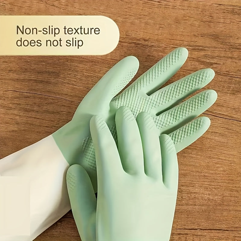 3 Pairs of Thick, Waterproof Latex Kitchen Gloves - Beige & Mint Green, Non-Slip Grip for Dishwashing, Cleaning, and Household Chores, Material, Perfect for Kitchens, Bathrooms, and Living Areas, Cleaning Gloves | Ergonomic Gloves | Durable Rubber Gloves,