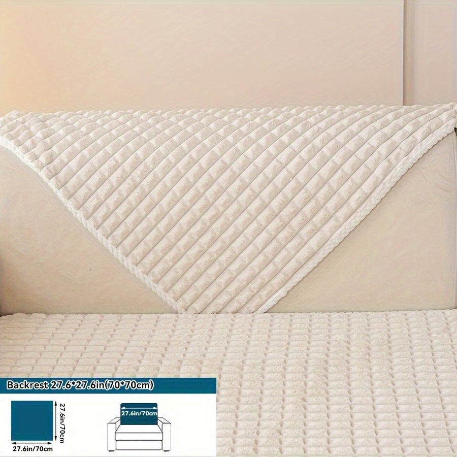 1pc Plush Sofa Cover - Soft, Thick, and Pet-Friendly Couch Protector for All Seasons, Non-Slip Furniture Slipcover for 1 to 4-Seater Sofas, Beige/Light Green/Dark Gray/Black Options, Perfect for Living Room, Bedroom, or Office Decor, Sofa Protection Cover