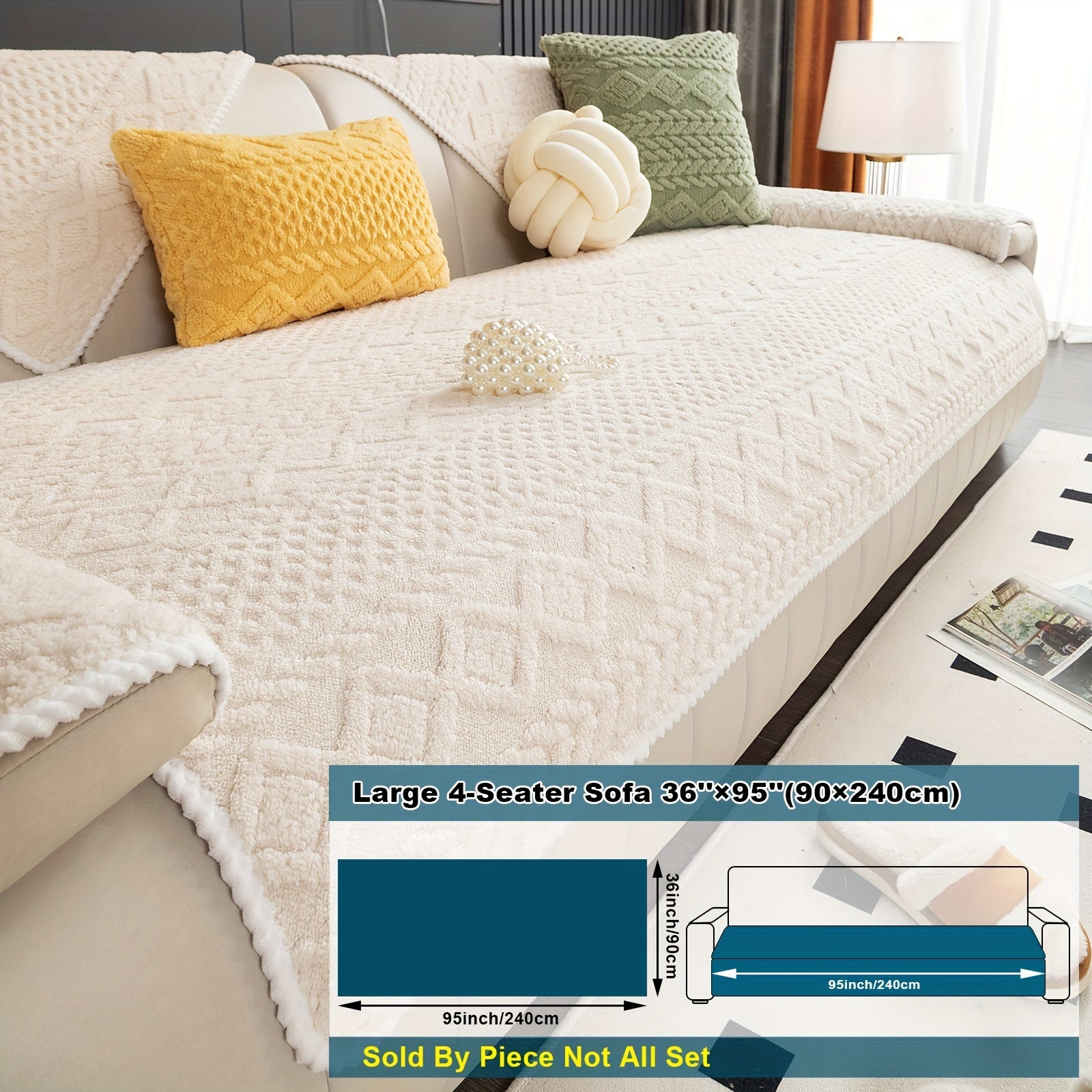 Classic Jacquard Shu Velveteen Sofa Cover - Pet-Friendly, Non-Slip, Machine Washable, Breathable 100% Polyester, 1pc