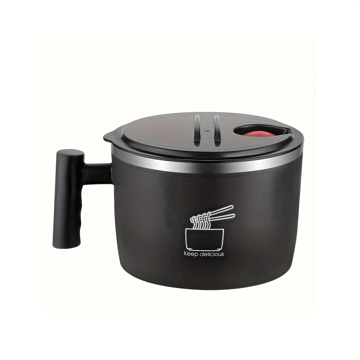 Stainless Steel Instant Noodle Bowl - 1pc, Lunch Box with Lid, Portable Drain Bowl, Ramen Bowl, Kitchen Tableware, Office Lunch Container