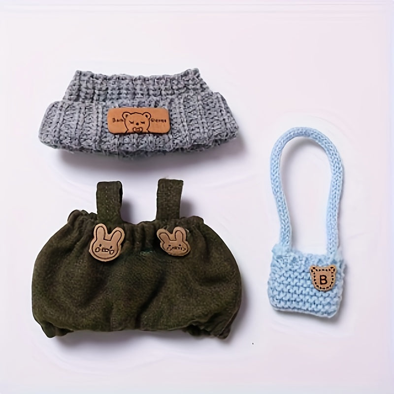3pcs Labubu Outfit Set, Mini Cute Doll Clothes for 15cm-17cm, Fashionable Accessories, Dress-Up Party, Gift Choice, Perfect for Dolls, 520 Gifts