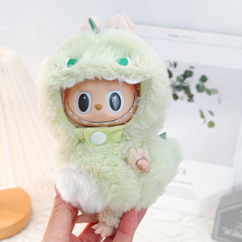 LABUBU Costume Accessories Macaron Labubu Appearance Decorative Items, Cute 3D Shark Dinosaur Suit, Suitable for 15-17cm Doll Clothes. Handmade Decoration-No Doll Included