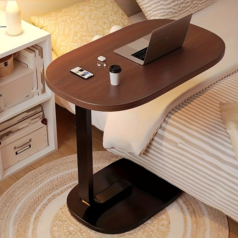 Portable C-shaped wooden edge table in Art Deco style, minimalist sofa edge table, style small edge table, modern living room decor furniture, and stable legrests
