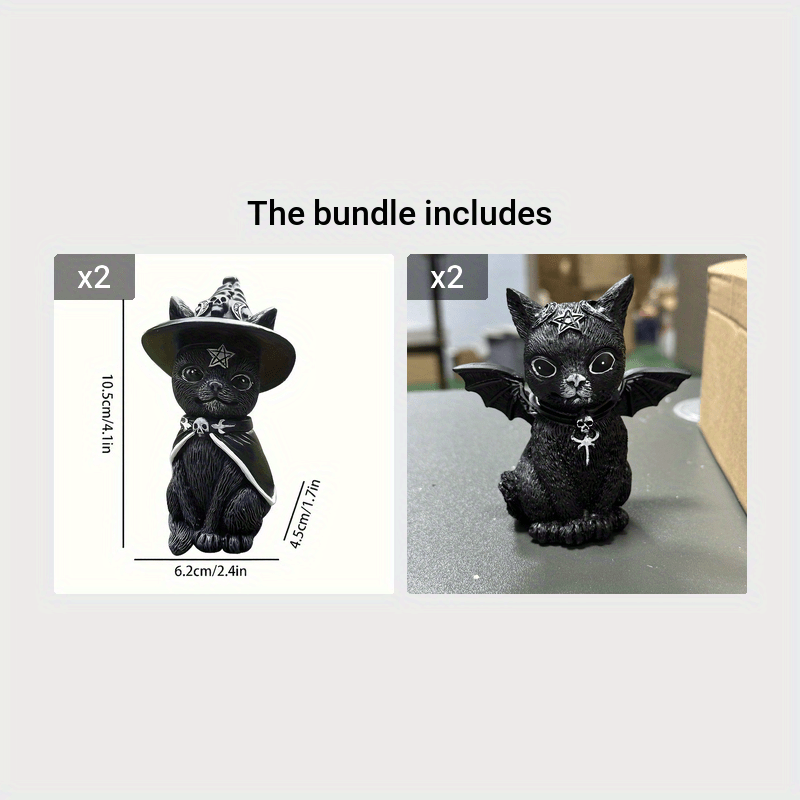 1pc, Exquisite Winged Occult Cat Figurine - Poly Resin Decorative Figurine with Mysterious Design - Ideal for Home Room Decor, Desk, Garden, and Room Decoration Supplies