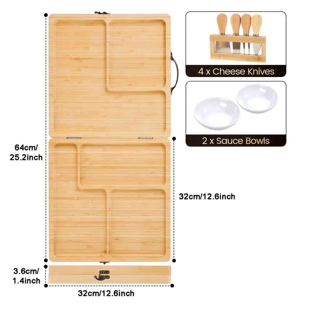 Bamboo Cheese Board Set with Knives