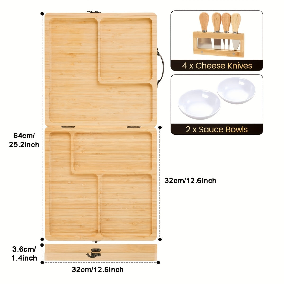 Bamboo Cheese Board Set with Knives