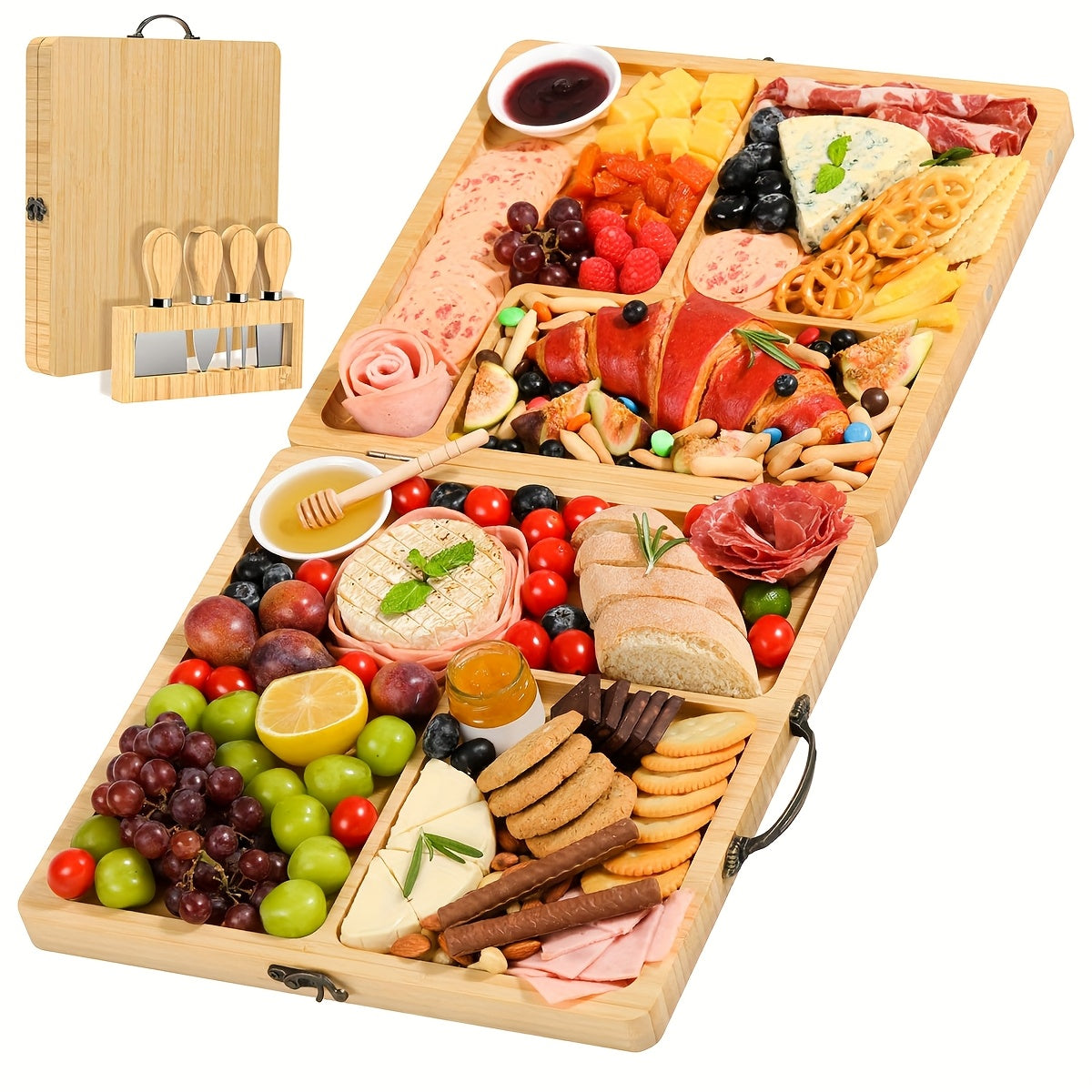 Bamboo Cheese Board Set with Knives