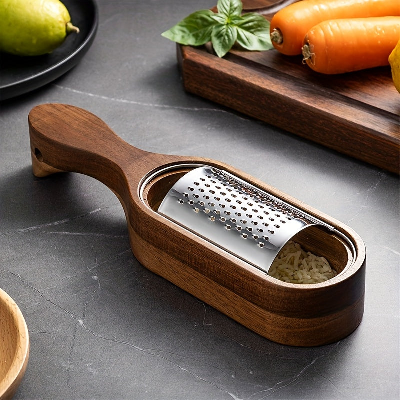 Premium Acacia Wood Handle Stainless Steel Cheese Grater