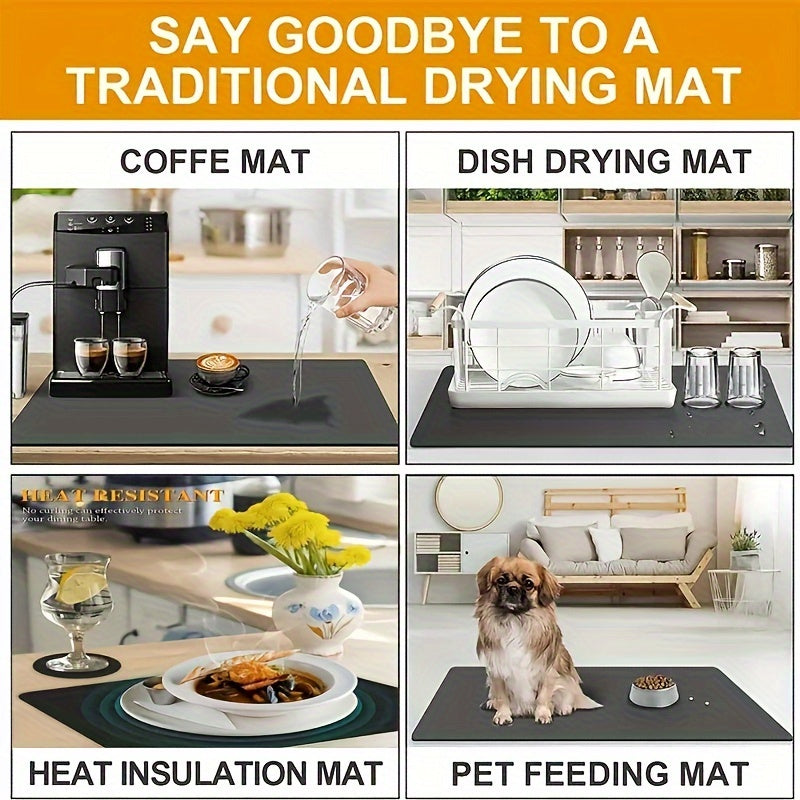 1pc Geometric Soft Diatomal Technology Cloth Drying Mat - Super Absorbent, Anti-Slip, Wear-Resistant, and Easy to Clean - Perfect for Coffee Machine, Patio Table, and Kitchen Countertop Decoration, Household Supplies