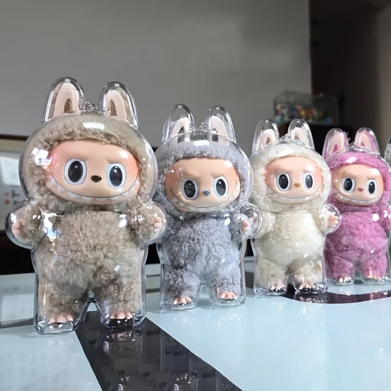 Protective Case, Dustproof Shell, 1 Doll Monster Series Acrylic Transparent Protector, Clear Plastic Dust Bag Pendant Accessory, Storage Box for Collectible Figures (Doll Not Included)