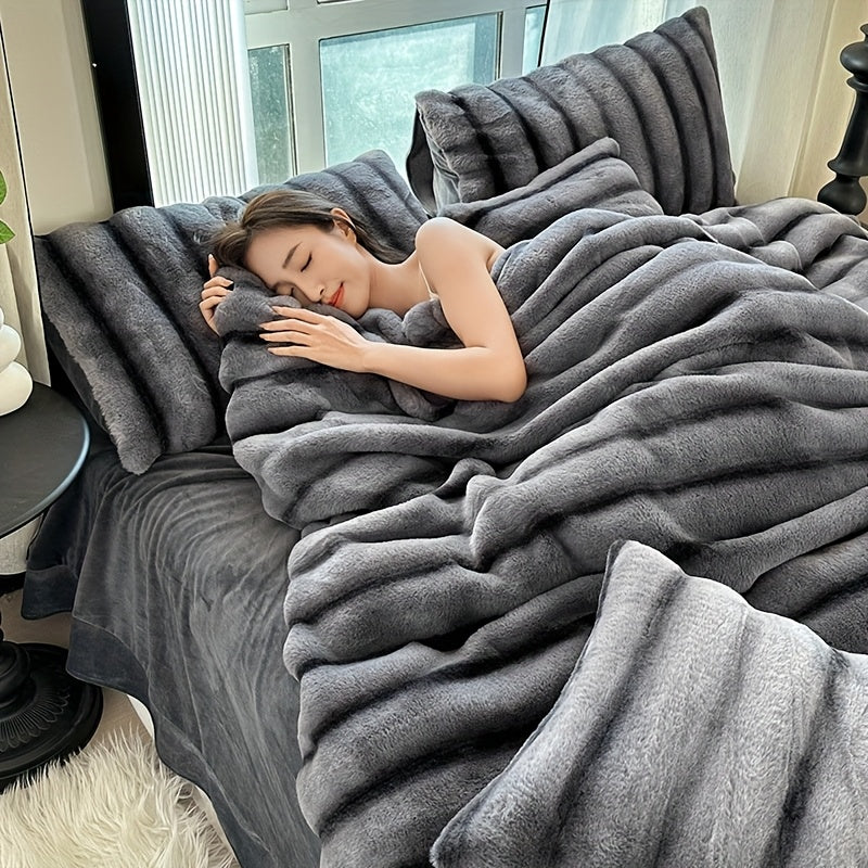 High-end soft striped multifunctional blanket