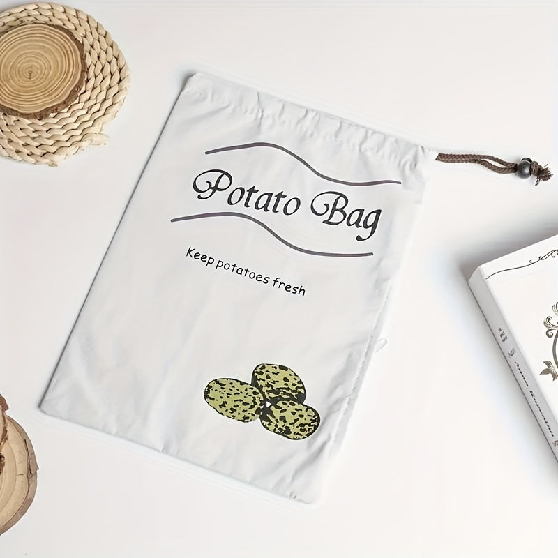 1pc Reusable Canvas Vegetable Storage Bag - Durable Square Fresh-Keeping Bags, Suitable for Potatoes and Onions, Anti-Sprouting Kitchen Organizer