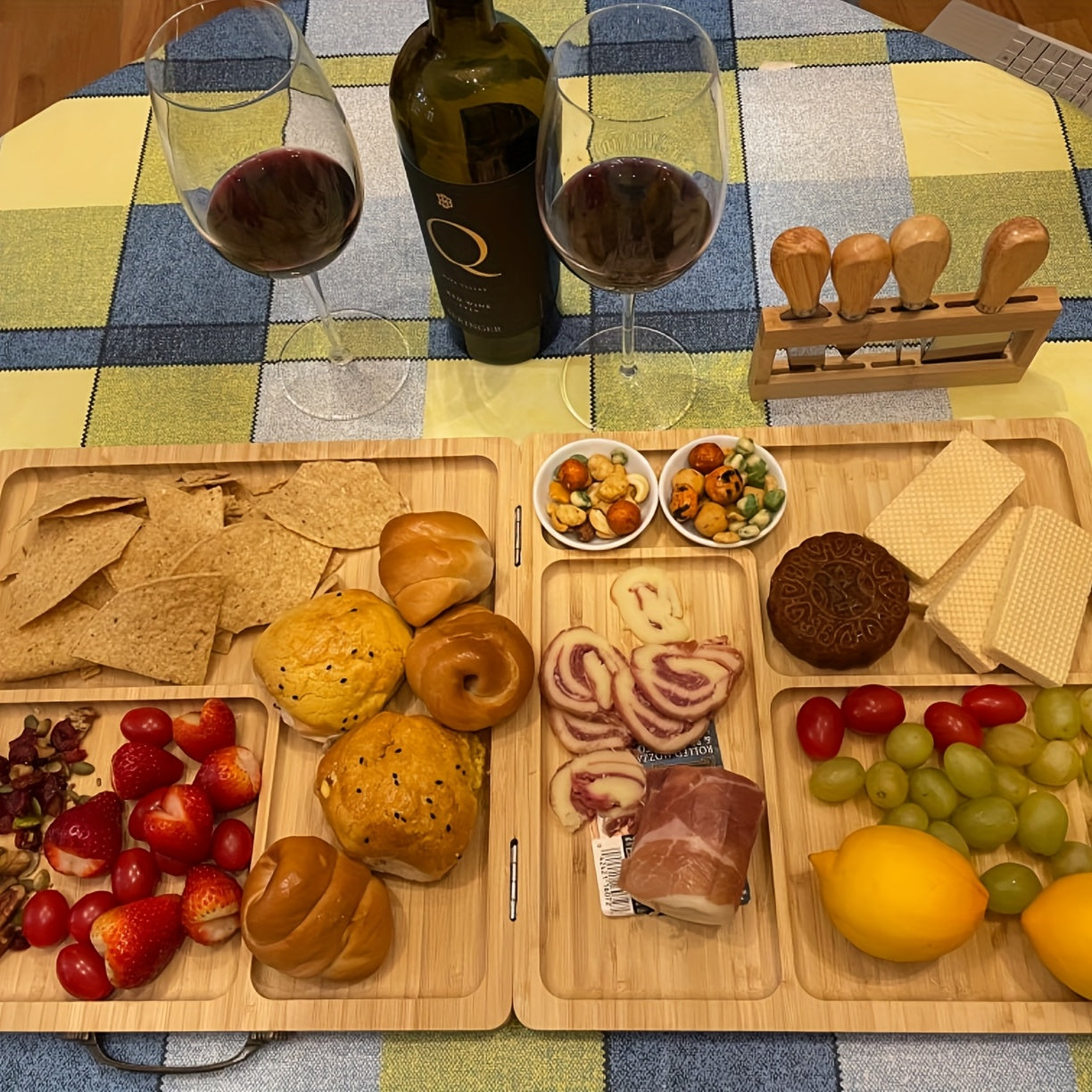 Bamboo Cheese Board Set with Knives