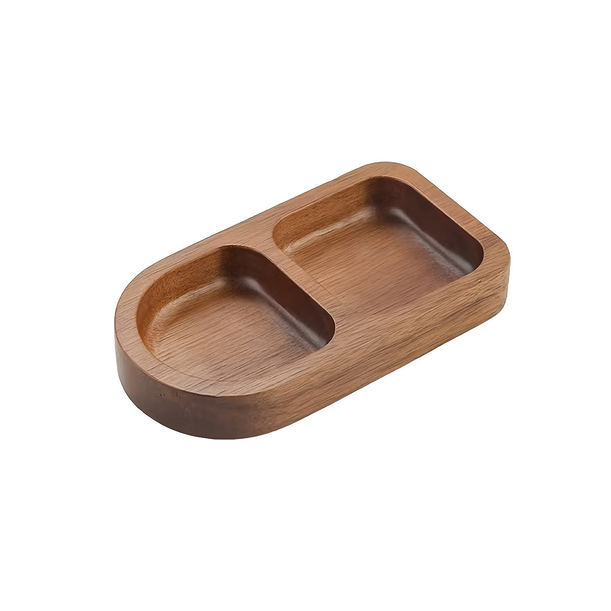1pc Solid Wood Spice Organizer Dish with 6 Compartments