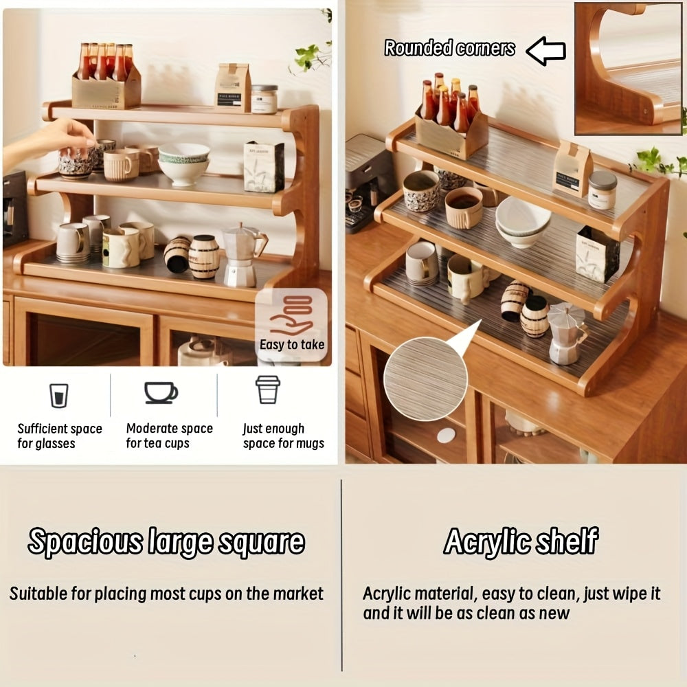 1pc Wooden Office Desk Organizer Shelf - Multi-Tier