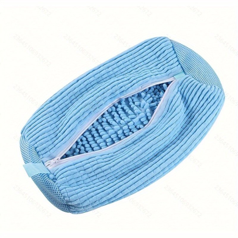 [Soft Laundry Bag] Soft Chenille Laundry Bag | Yellow Shoe Washing Machine Bag for Washer & Dryer with Noise Reduction, Oval Zipper Design, Rich Fluff Lining, Durable Polyester for Sneakers & Most Footwear