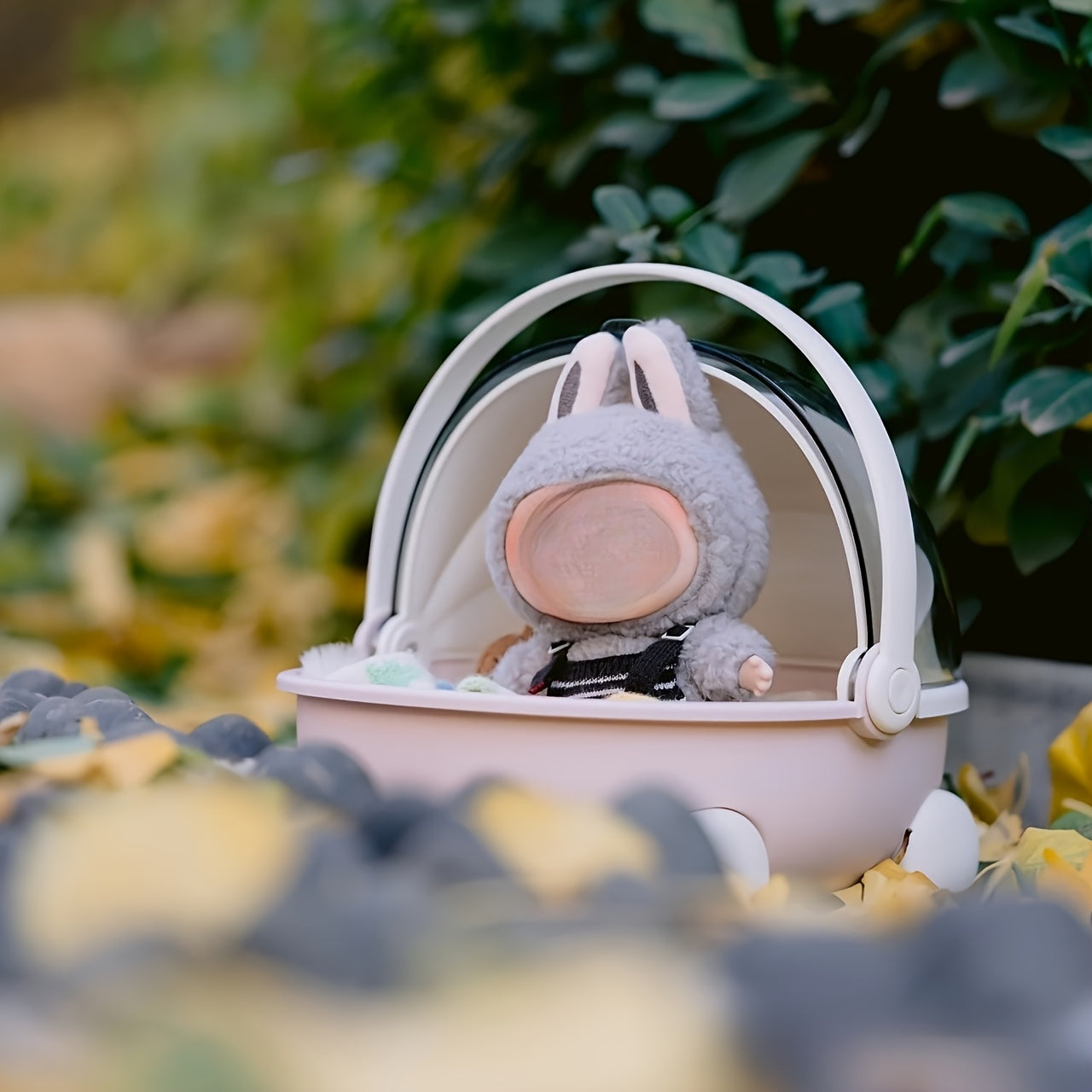 Labubu-Compatible Portable Circular Carry Cradle | Breathable Mesh Sleep Pod with High Quality Design & Shoulder Strap | Compact Cradle for Collectible Dolls, Action Figures, Travel, Home Storage