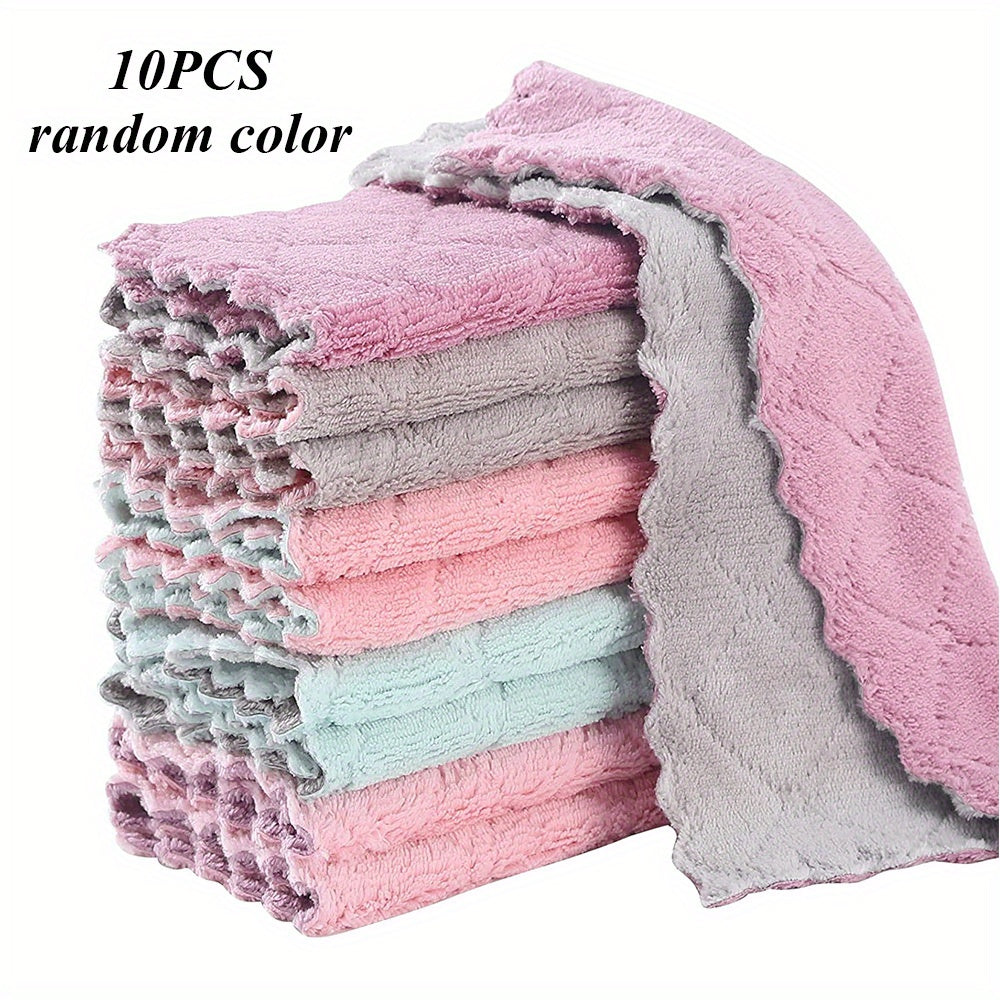 10pcs Kitchen Towels and Dishcloths Set Dish Towels for Washing Dishes Dish Rags for Everyday Cooking Baking-Random Color