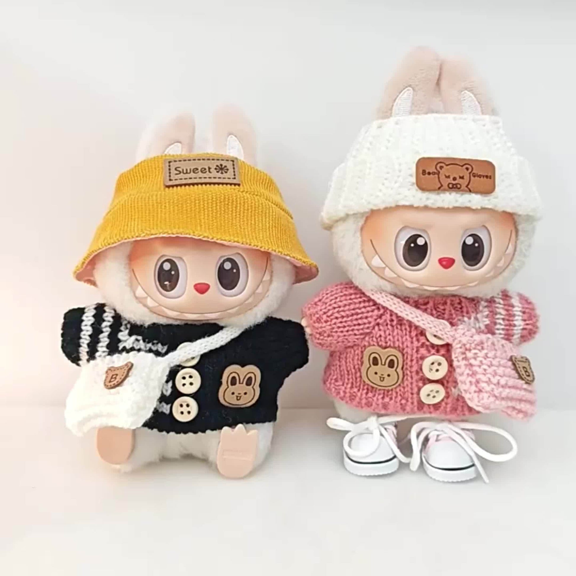 Labubu Fashion Clothing Set, Suitable for Dolls (No Dolls Included), Handmade 3-Piece Set, Cute Clothes, Bag, Hat, DIY Stylish And Fun Labubu Clothing Accessories, Perfect for Daughter'S Birthday, Anniversary, Or Holiday Gifts.