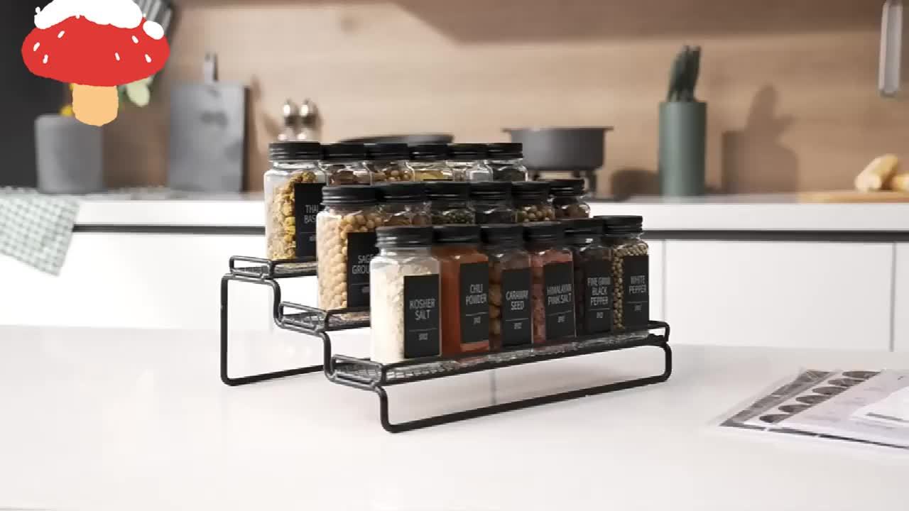 24pcs 4oz Glass Spice Jars With Metal Lids, Labels, Adjustable Measuring Spoon, Cleaning Brush & Collapsible Silicone Funnel, For Kitchen And Seasoning