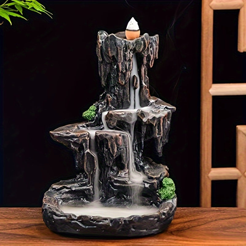 1pc, Mountain Design Backflow Incense Holder, Waterfall Incense Burner, Ornament Home Decoration For Spa, Yoga, Meditation, Gifts