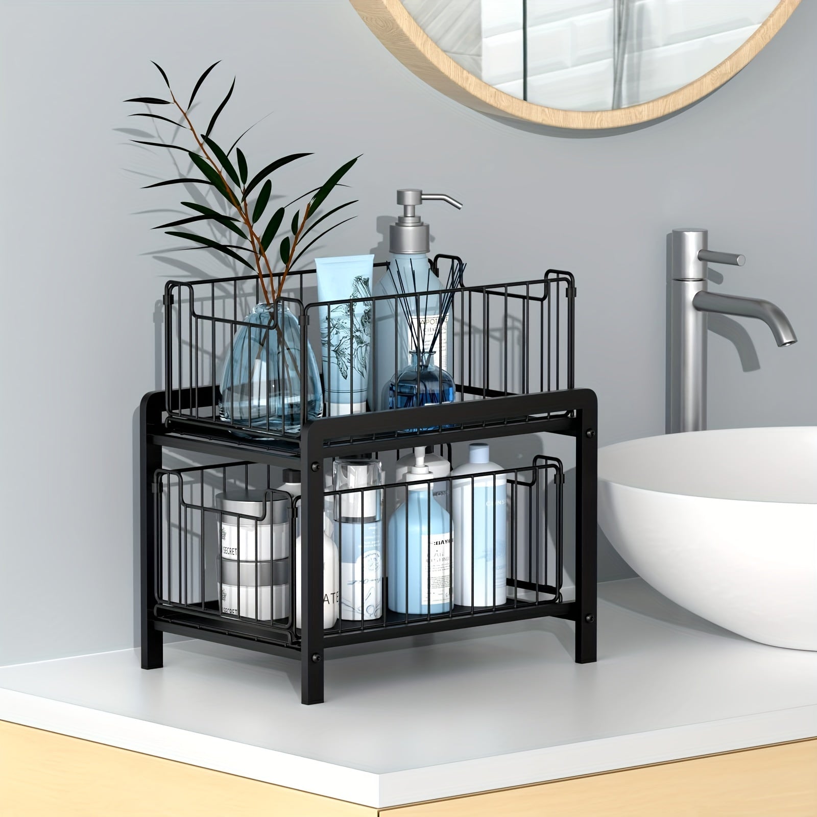 2-Tier Iron Under Sink Cabinet Organizer -