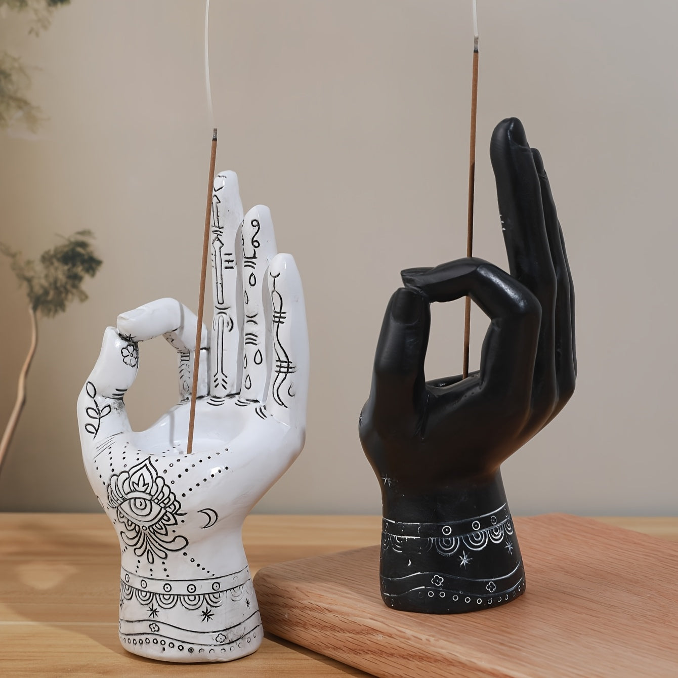 Pair of Handcrafted Resin Incense Holders