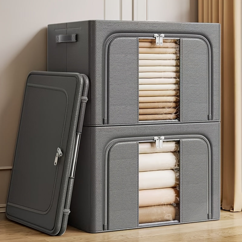 Large Capacity Waterproof Non-Woven Fabric Storage Box with Clear Visibility Window,