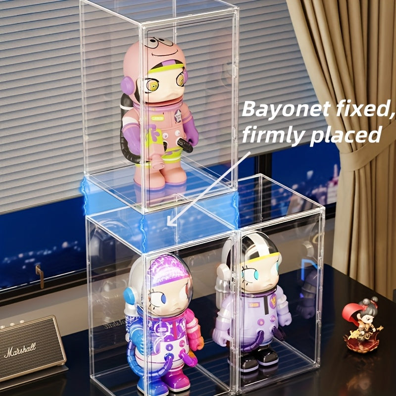 LUBUBU 2025 New Ultra-Large Acrylic Collectible Display Case - 360° Display, Magnetic Door, Dual Sizes (White & Brown) - Desktop Doll and Collectible Protector, Display Cabinet, Fashionable Doll Holder, Sturdy Structure, Collectible Protector, Home Decor