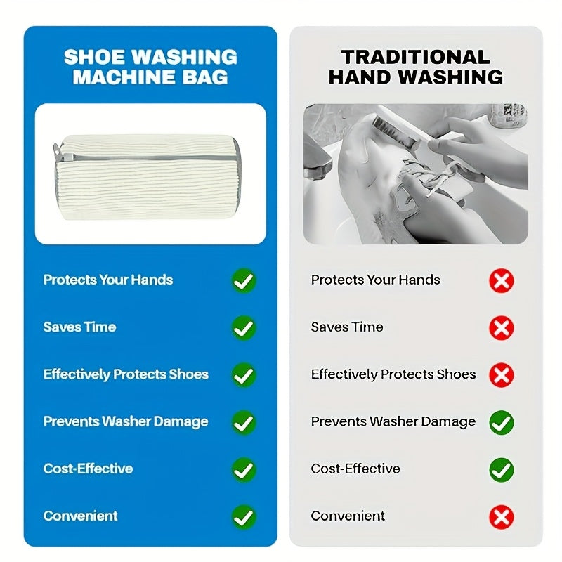 360° Deep Cleaning Shoe Washing Machine Bag: Washing Machine and Dryer Laundry Shoe Bag - Reusable Shoe Cleaning Bag, Suitable for Sports Shoes and Tennis Shoes, Stain-Free Cleaning Set, Size 39cm*19cm Fits Most Shoe Sizes and Types, Durable Invisible Zip