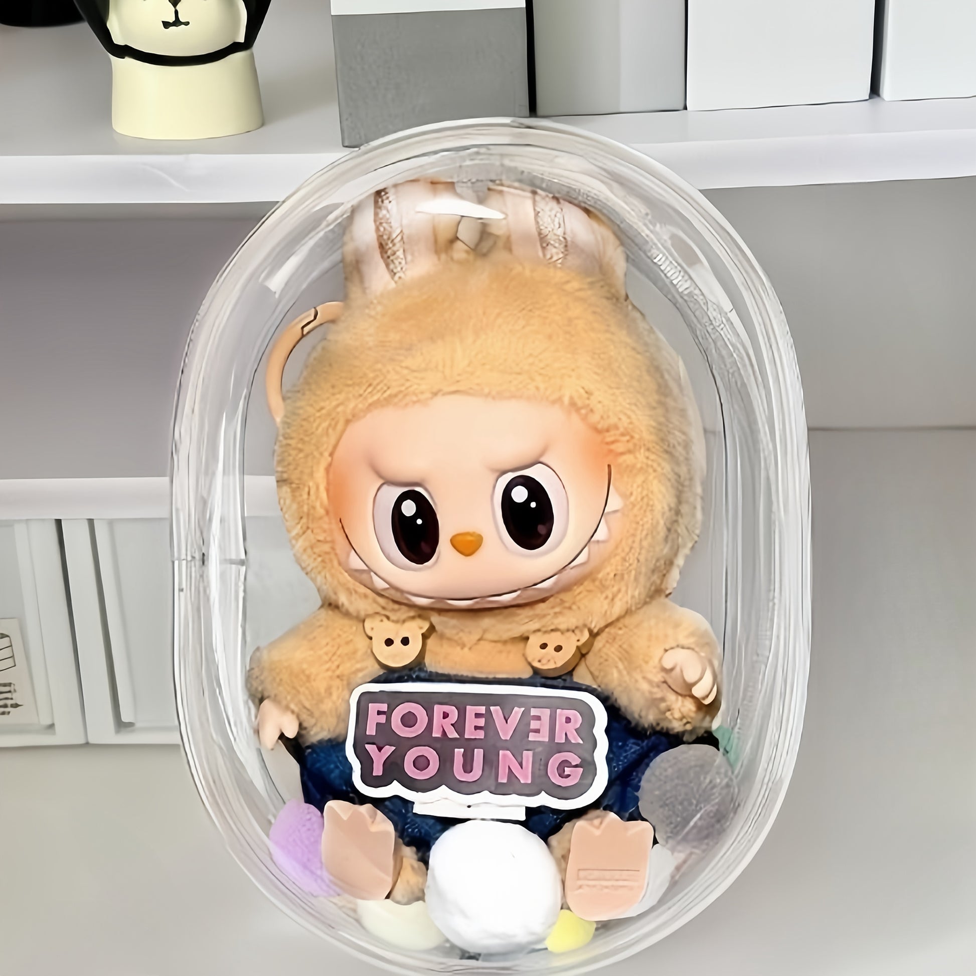 1pc Transparent PVC Doll Storage Bag, LABUBU Themed Reusable Display Case, Portable Design, Suitable for Backpack Decoration, Christmas and Valentine'S Day Gift (No Doll)