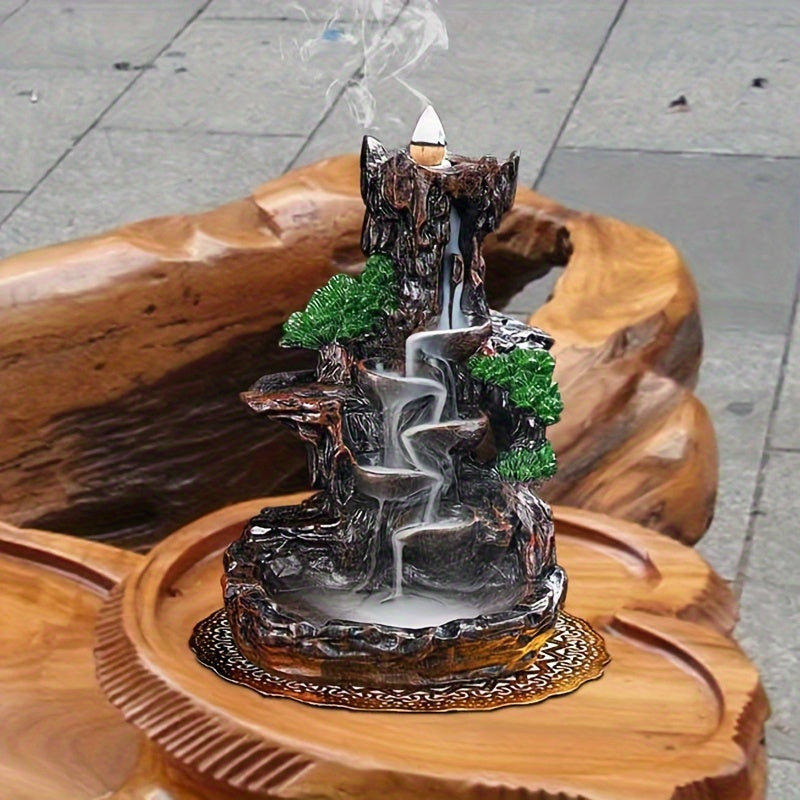 1pc, Mountain Design Backflow Incense Holder, Waterfall Incense Burner, Ornament Home Decoration For Spa, Yoga, Meditation, Gifts