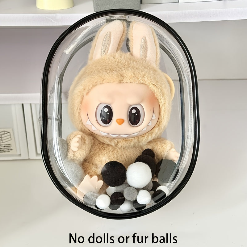 1pc Transparent PVC Doll Storage Bag, LABUBU Themed Reusable Display Case, Portable Design, Suitable for Backpack Decoration, Christmas and Valentine'S Day Gift (No Doll)