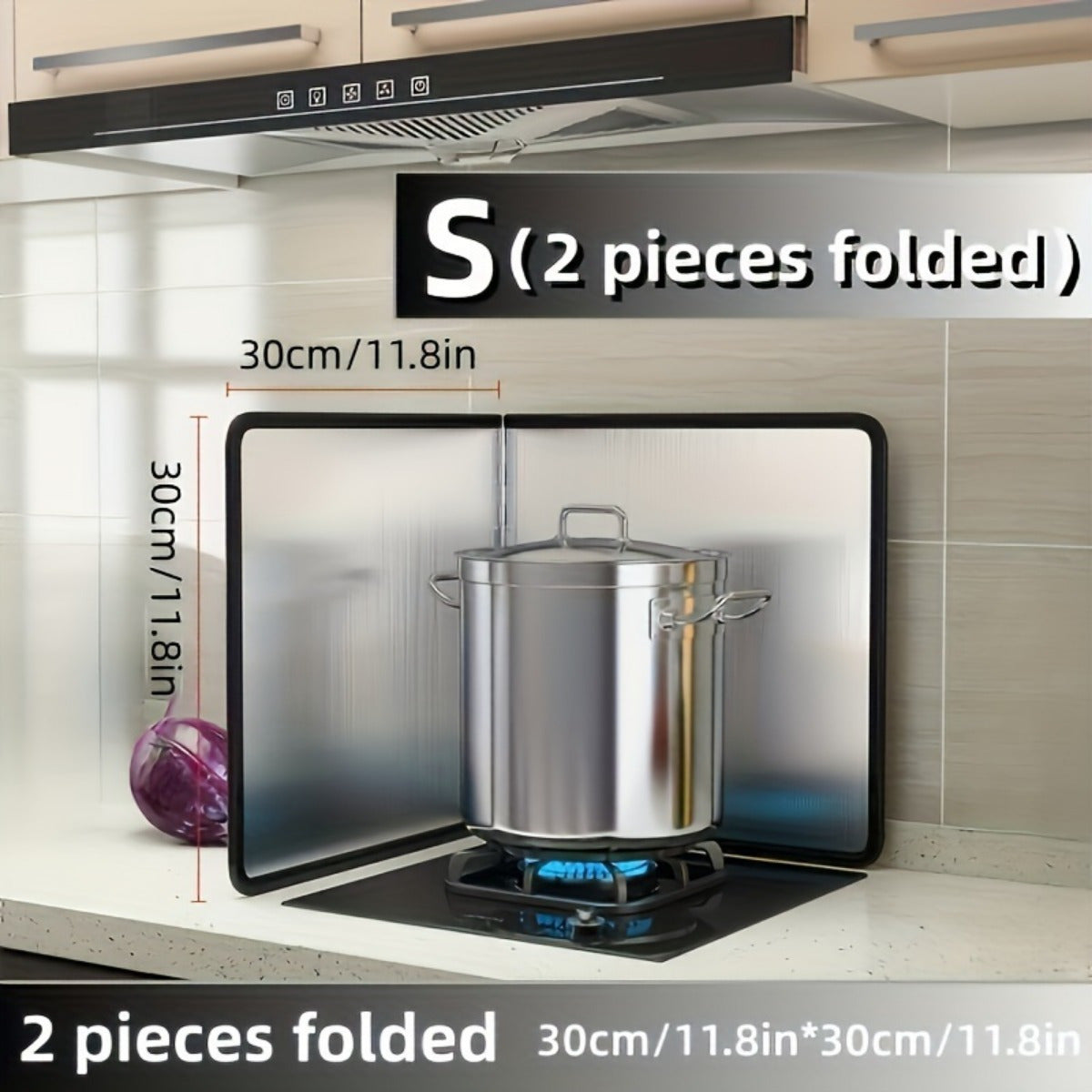 One Stainless Steel Splash Screen Set - Heat Resistant, Non-Stick Kitchen Stove Protection - 2 Foldable Panels for Home, RV, Camping - 1pc Dual-Piece Design