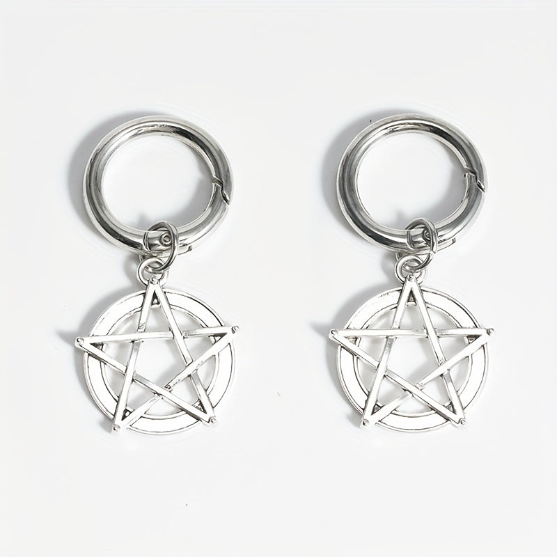 2pcs Gothic Witchcraft Pentagram Charms Set - Copper Alloy Shoe Decorations for Party Accessories