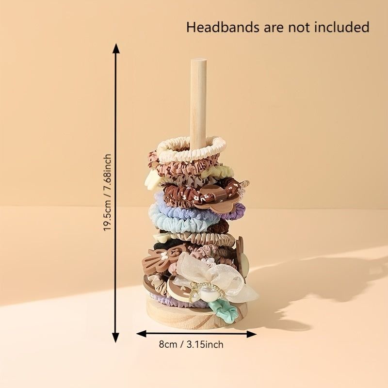 Chic Solid Wood Hair Accessory Organizer - Vintage Style Storage Rack for Hair Ties, Clips & Jewelry Display, Hair Accessories Storage Box
