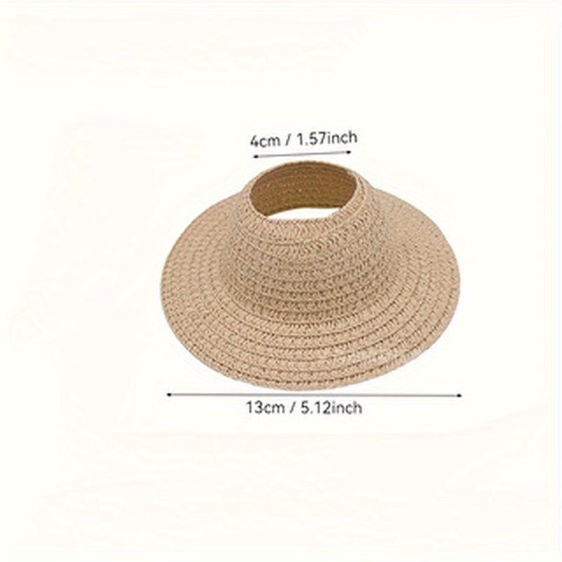 Bubu-Style Open-Top Straw Hat, Woven Party Accessory for Rural-Themed Outfits, with Interchangeable Decorations for Dolls.