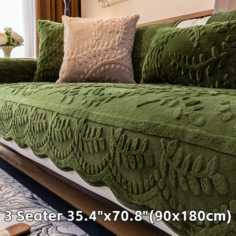 [Warm Faux Fur Sofa Cover] Thick, Warm Faux Fur 1pc Plush Leopard Print Sofa Cover - Pet-Friendly, Non-Slip Couch Protector - Fits Multiple Sofa Sizes for Living Room, Bedroom, Office Decor