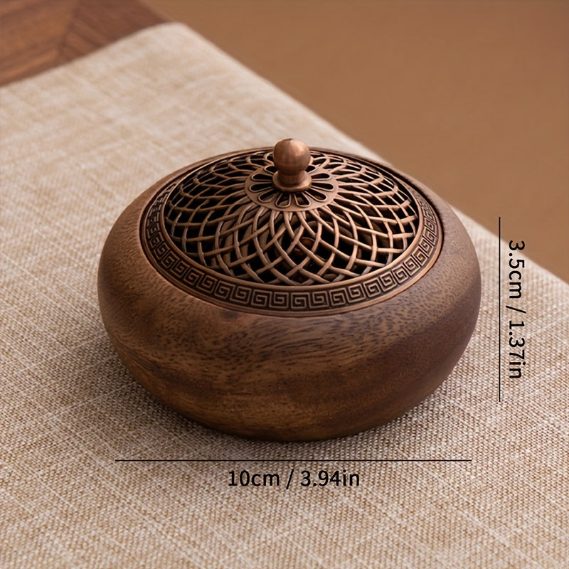 Elegant Vintage Walnut Wooden Incense Holder