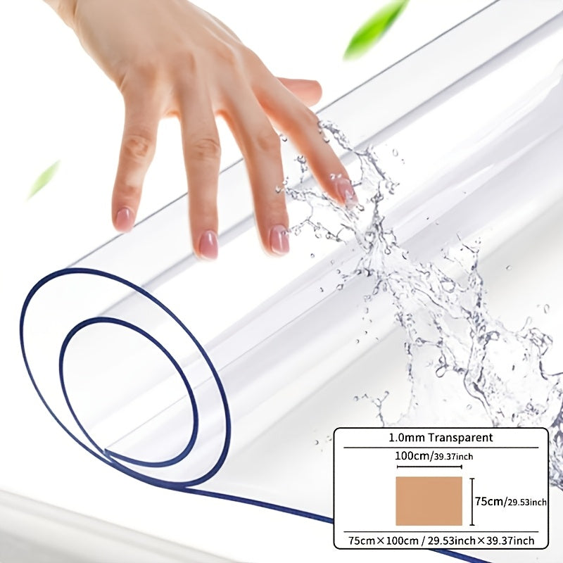 1pc Luxury Transparent Tablecloth - 1.0mm Thick PVC, Scratch & Heat Resistant, Protective Film for Dining & Coffee Tables - Ideal for Home, Office, Hotel Use - Elegant Square Design, Tablecloth