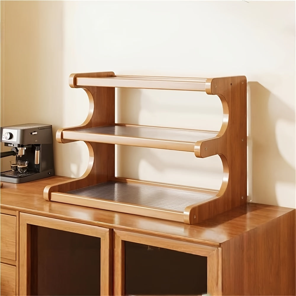 1pc Wooden Office Desk Organizer Shelf - Multi-Tier