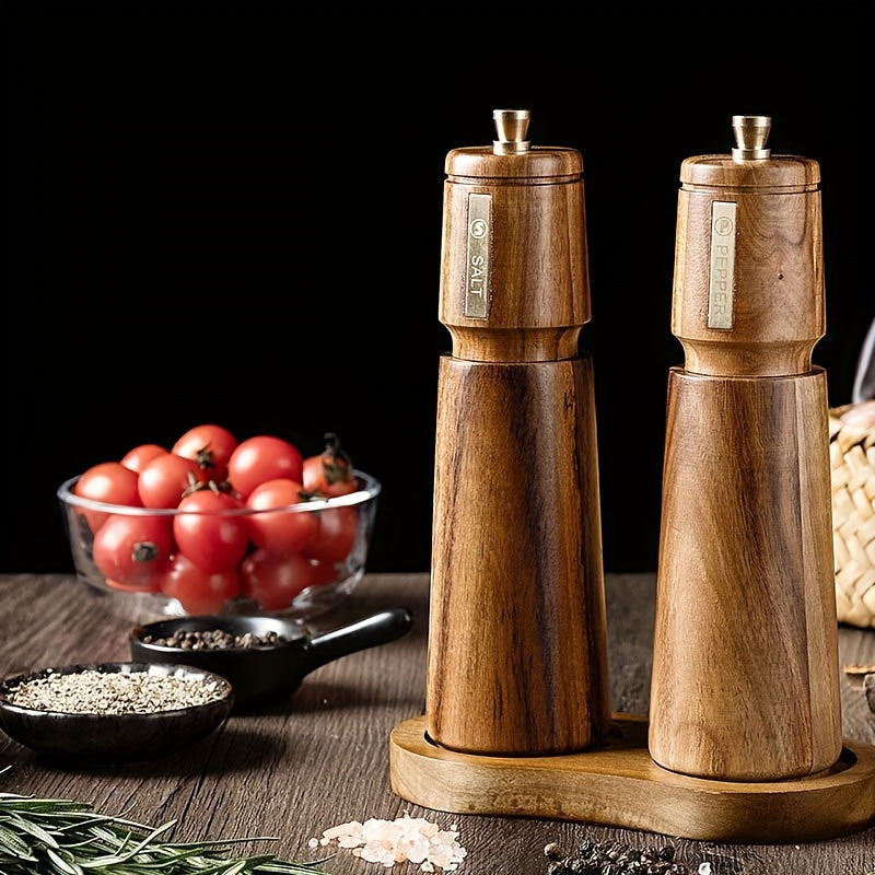 2pcs, Acacia Pepper Grinder Set