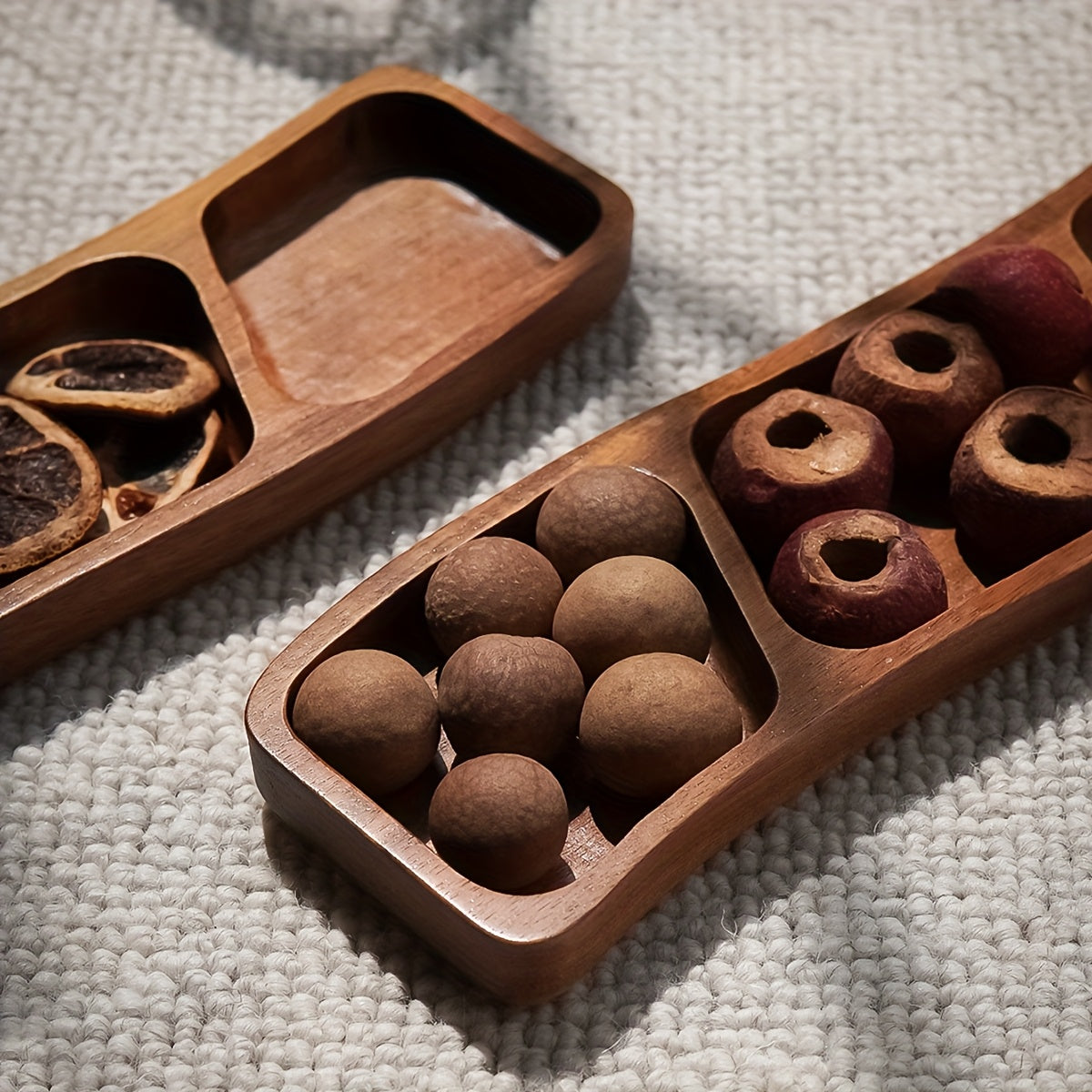 Versatile Wooden Snack Tray with 3/4 Compartments