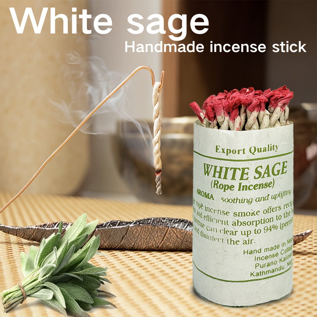 40/80/120 Count Handmade White Sage Rope Incense Sticks