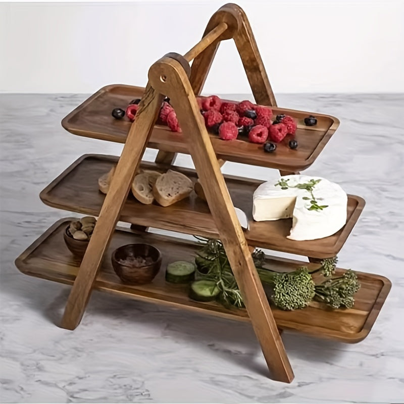 3-Tier Wooden Tray, Acacia Hardwood