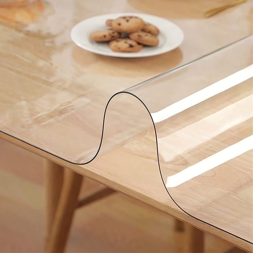 1pc Luxury Transparent Tablecloth - 1.0mm Thick PVC, Scratch & Heat Resistant, Protective Film for Dining & Coffee Tables - Ideal for Home, Office, Hotel Use - Elegant Square Design, Tablecloth